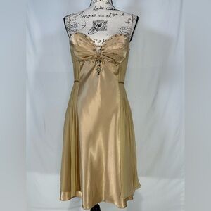 Vintage Interlude New Gold Dress Small Embellished Formal Bling Beaded Cocktail